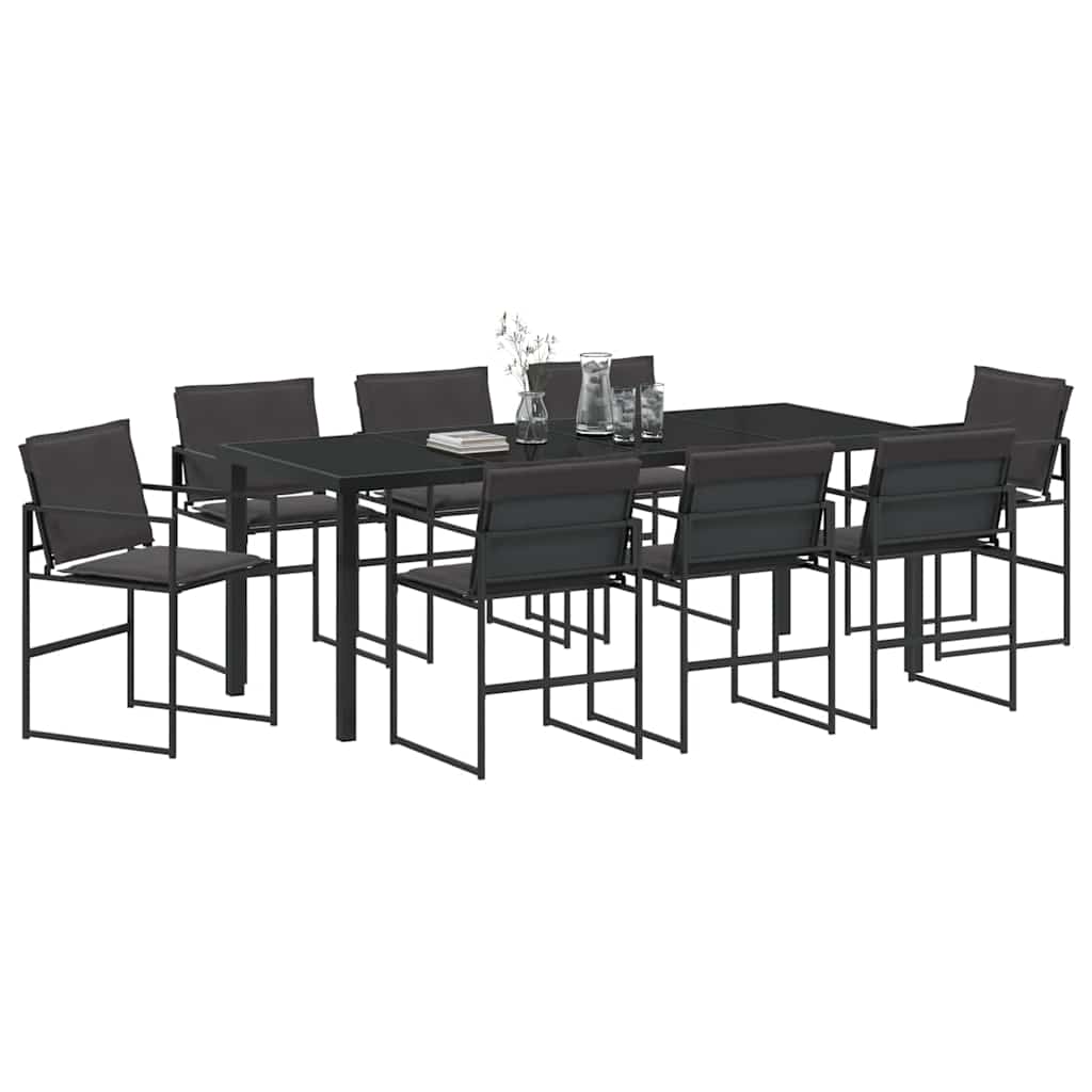 Set da Pranzo per Giardino 9 pcs Nero