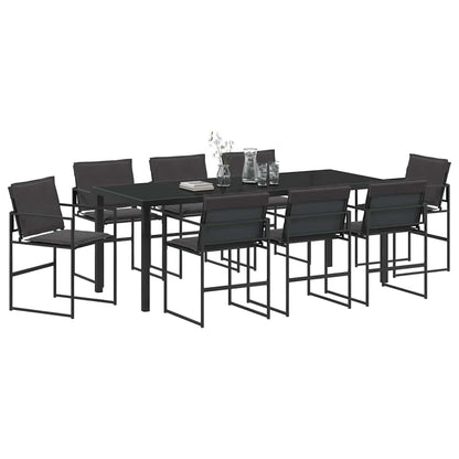 Set da Pranzo per Giardino 9 pcs Nero