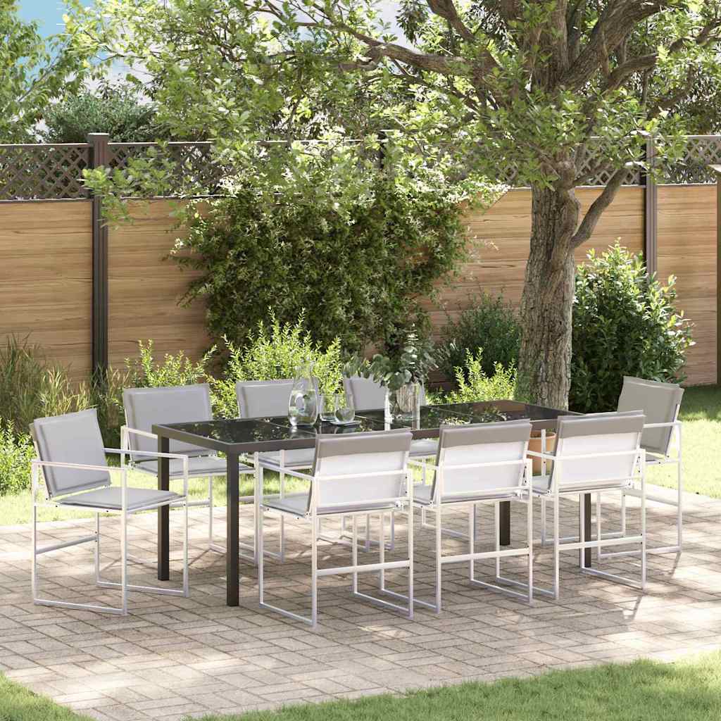Set da Pranzo per Giardino 9 pcs Bianco