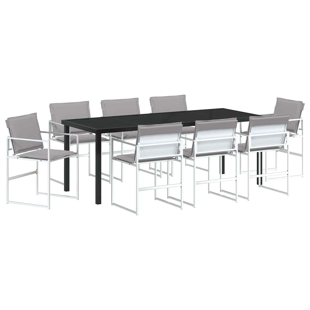 Set da Pranzo per Giardino 9 pcs Bianco