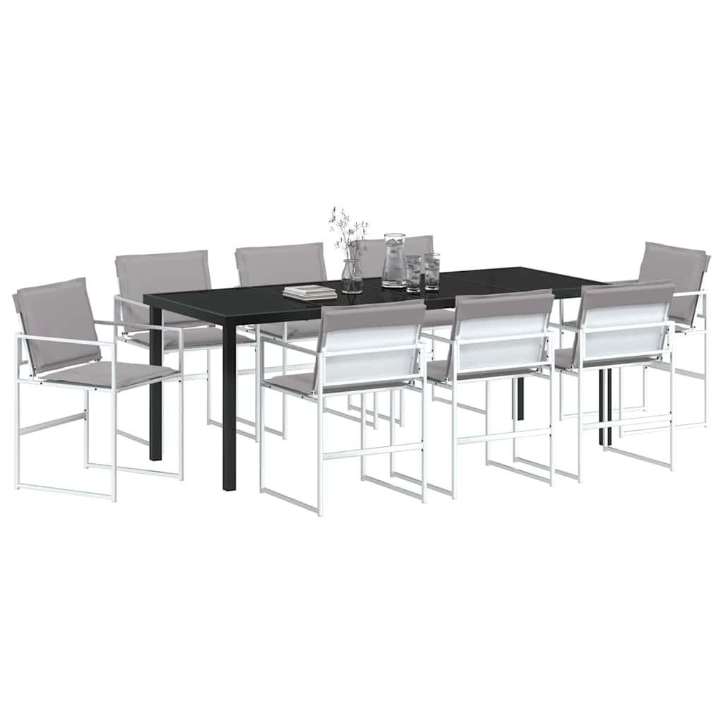 Set da Pranzo per Giardino 9 pcs Bianco