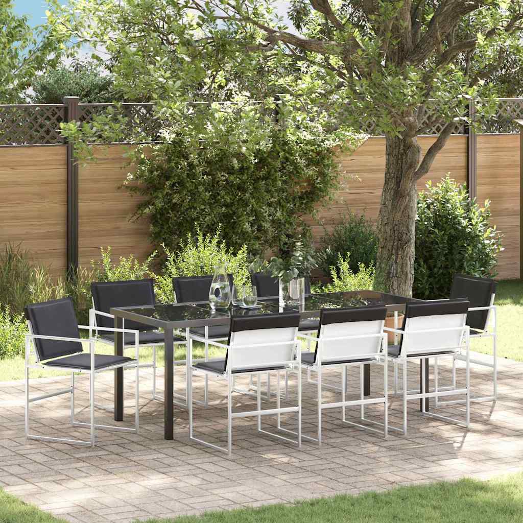 Set da Pranzo per Giardino 9 pcs Bianco