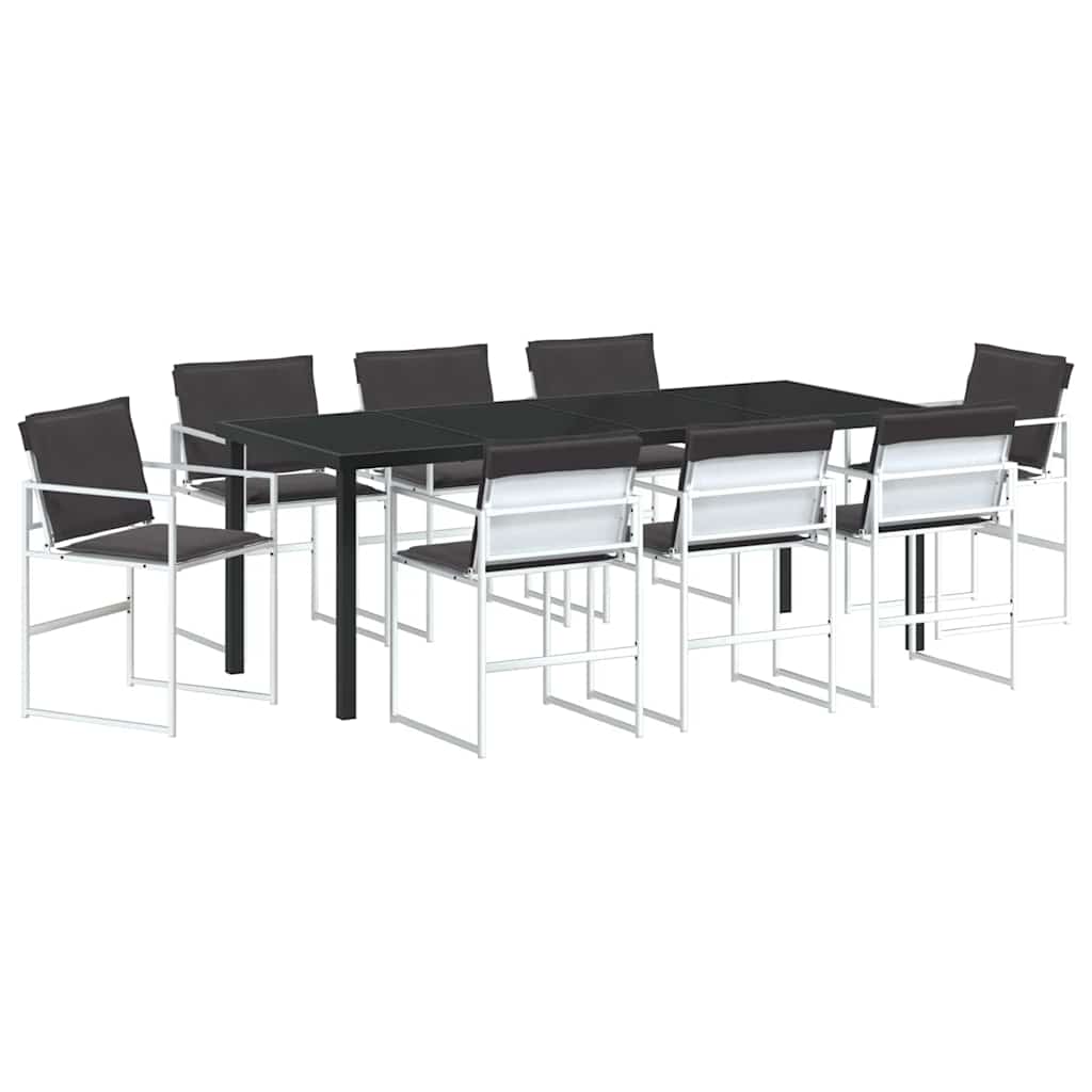 Set da Pranzo per Giardino 9 pcs Bianco