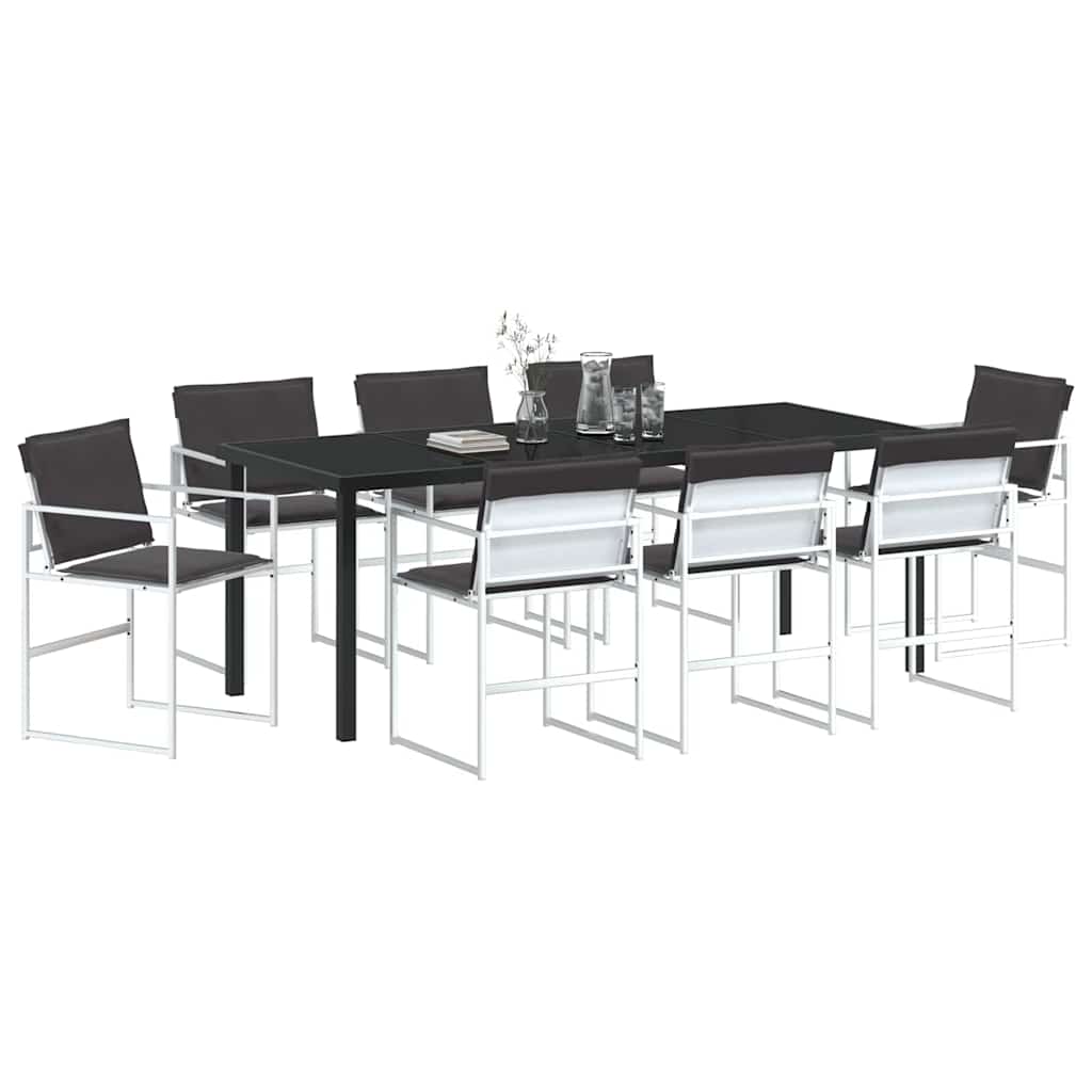 Set da Pranzo per Giardino 9 pcs Bianco
