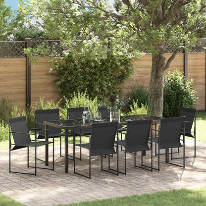 Set da Pranzo per Giardino 9 pcs Nero