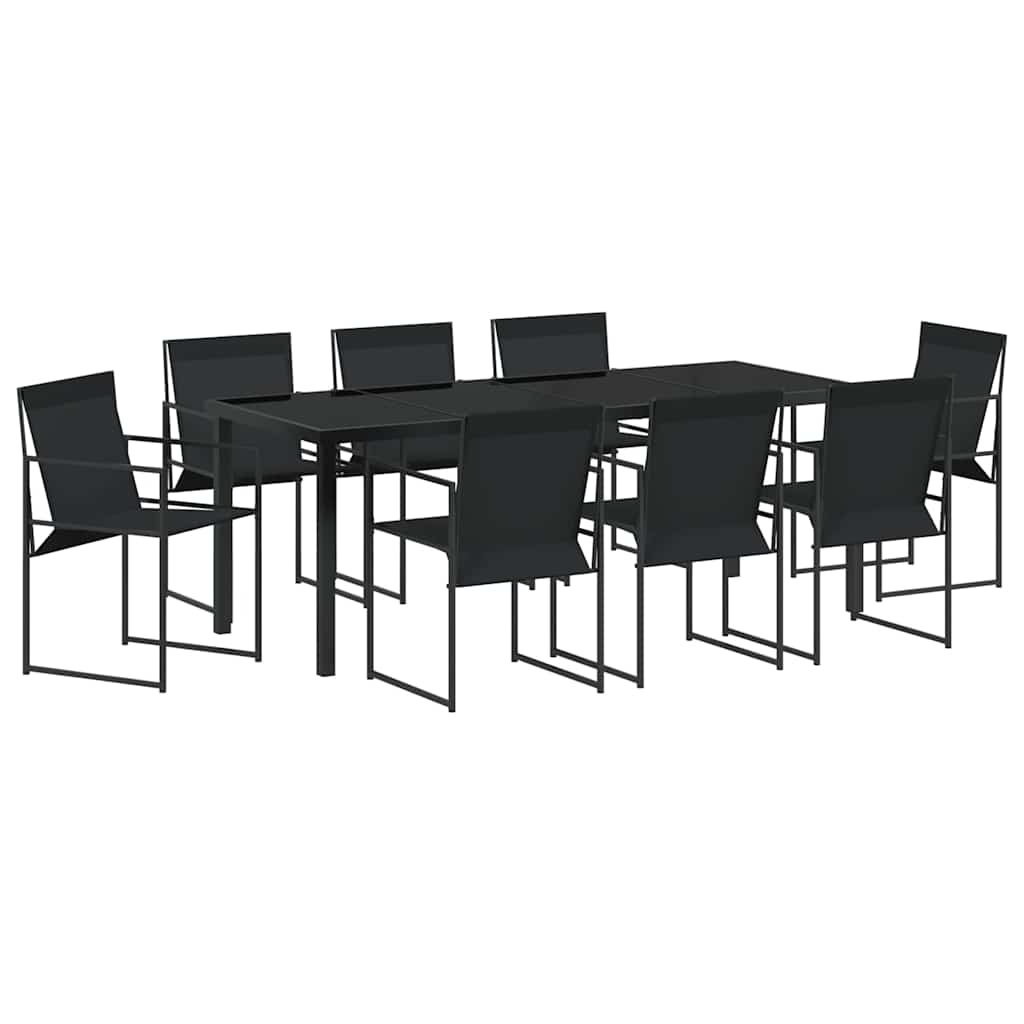 Set da Pranzo per Giardino 9 pcs Nero