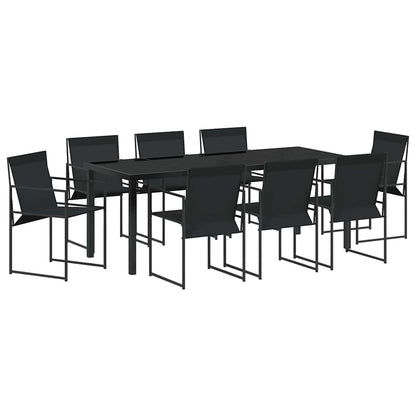 Set da Pranzo per Giardino 9 pcs Nero