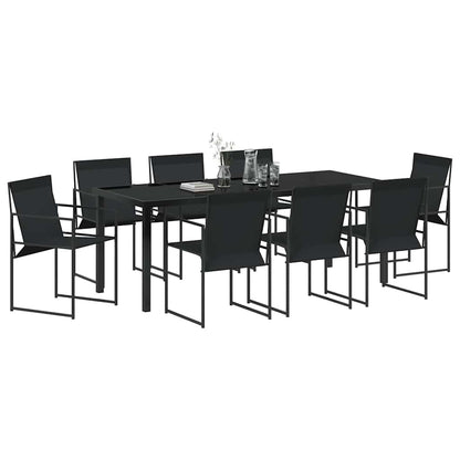 Set da Pranzo per Giardino 9 pcs Nero