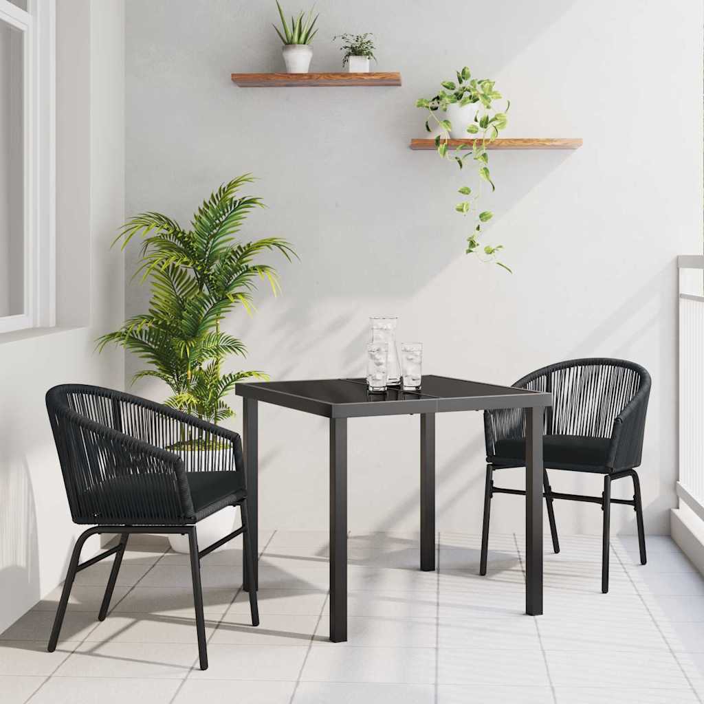 Set da Pranzo per Giardino 3 pcs Nero