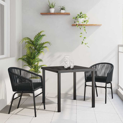 Set da Pranzo per Giardino 3 pcs Nero