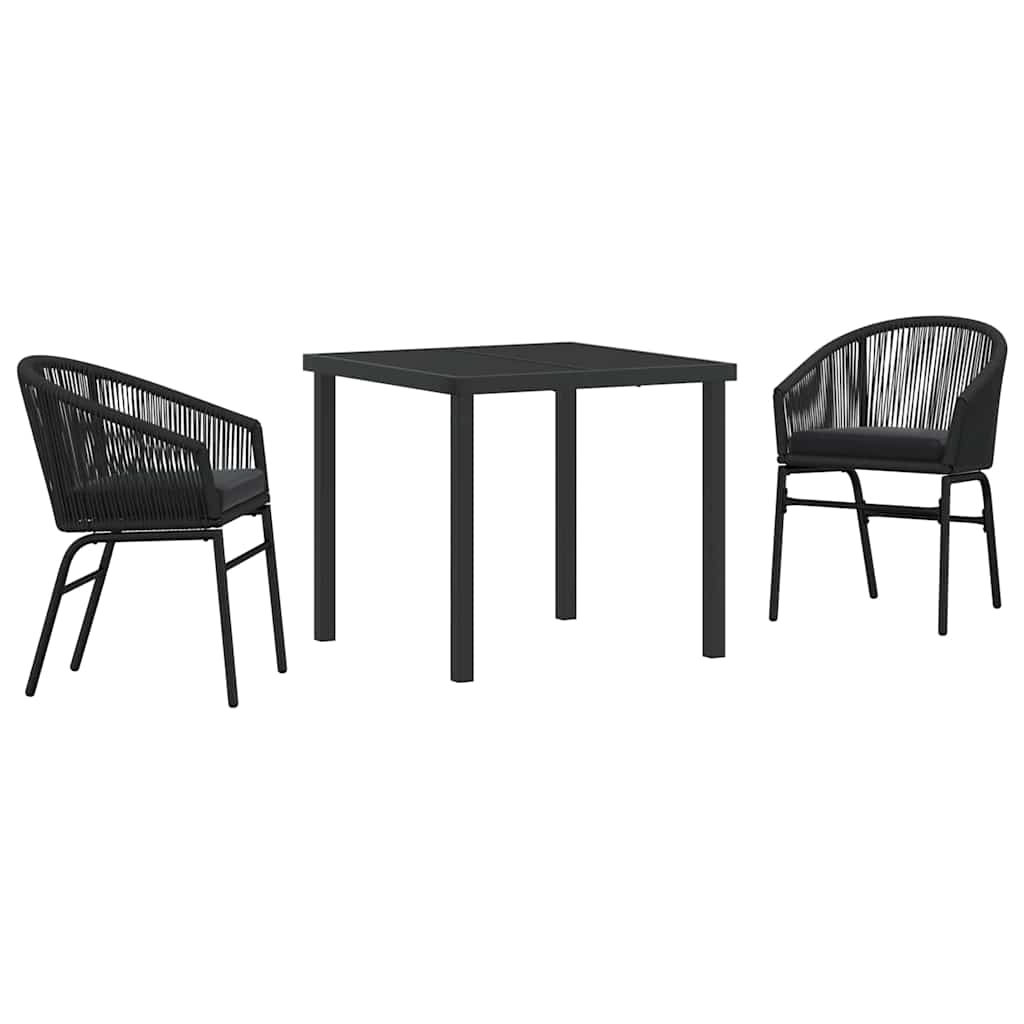 Set da Pranzo per Giardino 3 pcs Nero