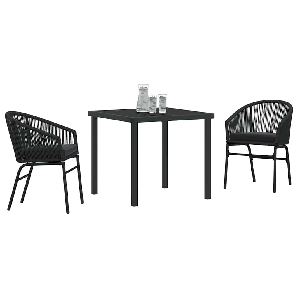 Set da Pranzo per Giardino 3 pcs Nero
