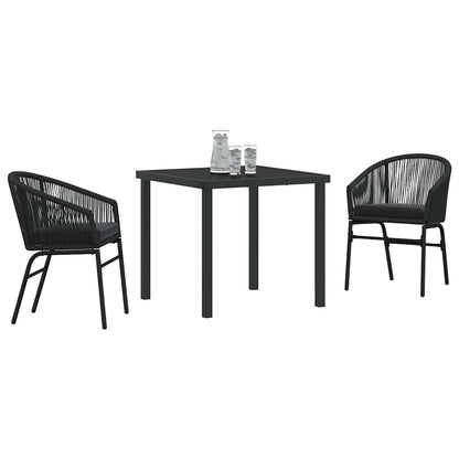 Set da Pranzo per Giardino 3 pcs Nero