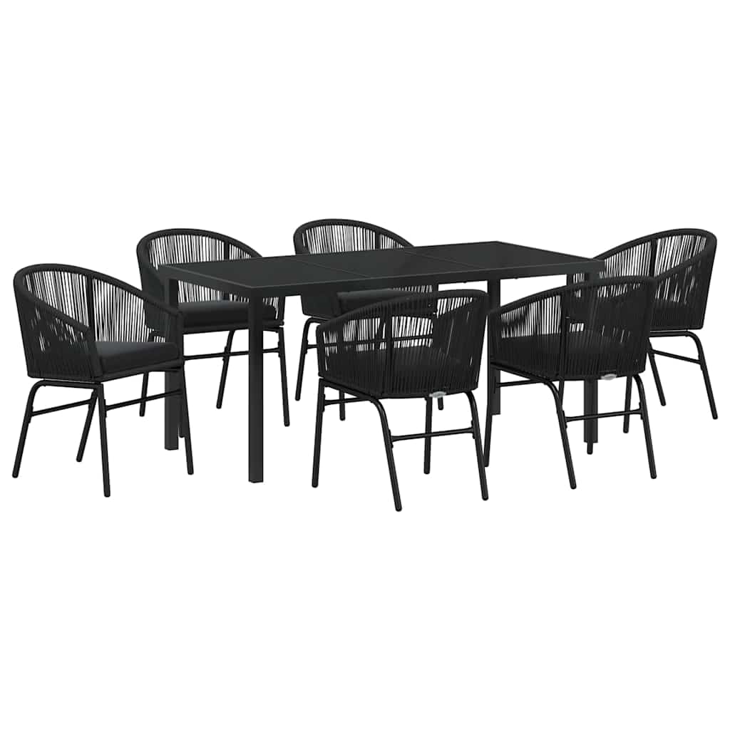 Set da Pranzo per Giardino 7 pcs Nero