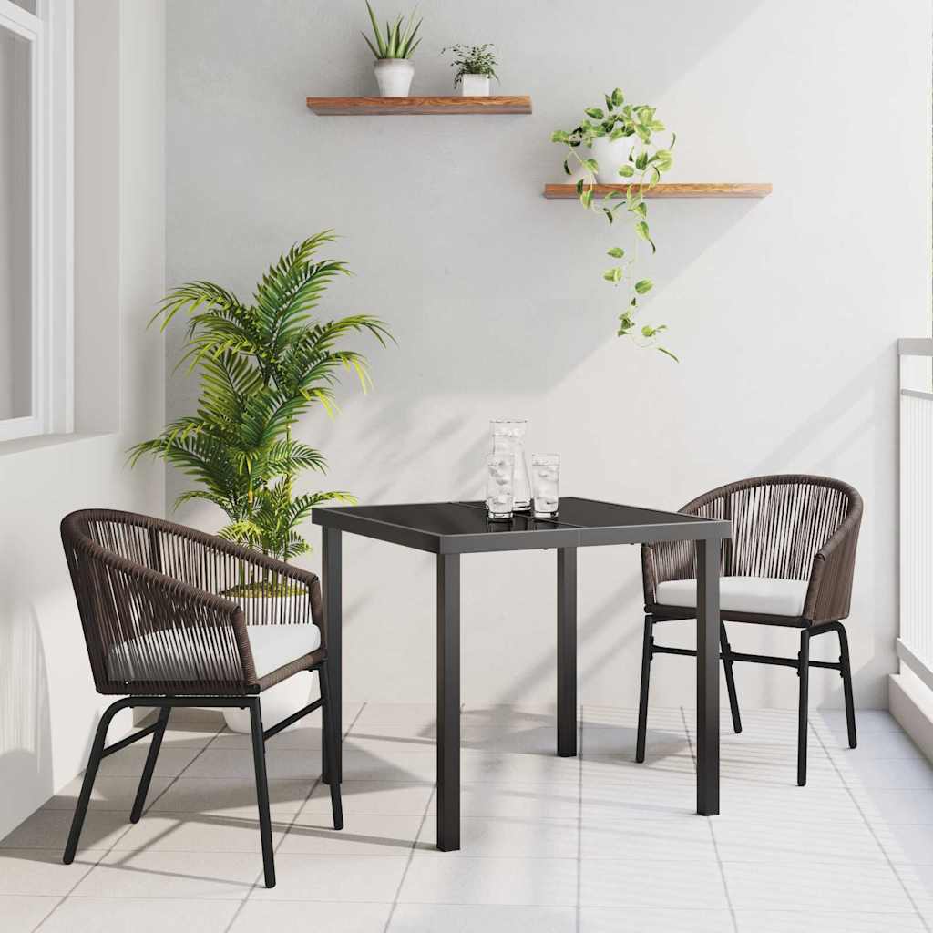 Set da Pranzo per Giardino 3 pcs Marrone