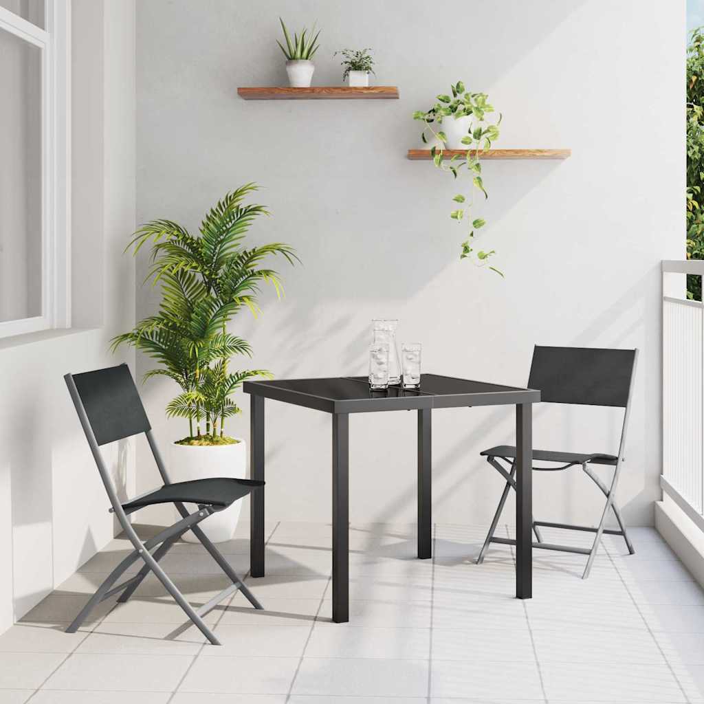 Set da Pranzo per Giardino 3 pcs Nero