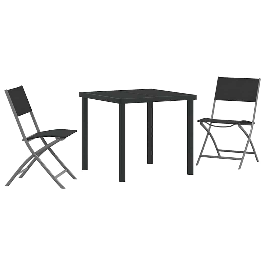 Set da Pranzo per Giardino 3 pcs Nero