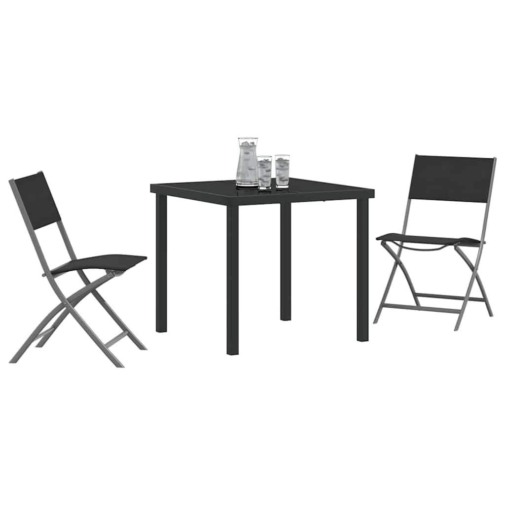 Set da Pranzo per Giardino 3 pcs Nero