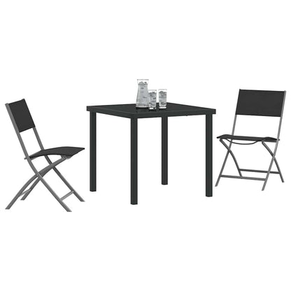 Set da Pranzo per Giardino 3 pcs Nero
