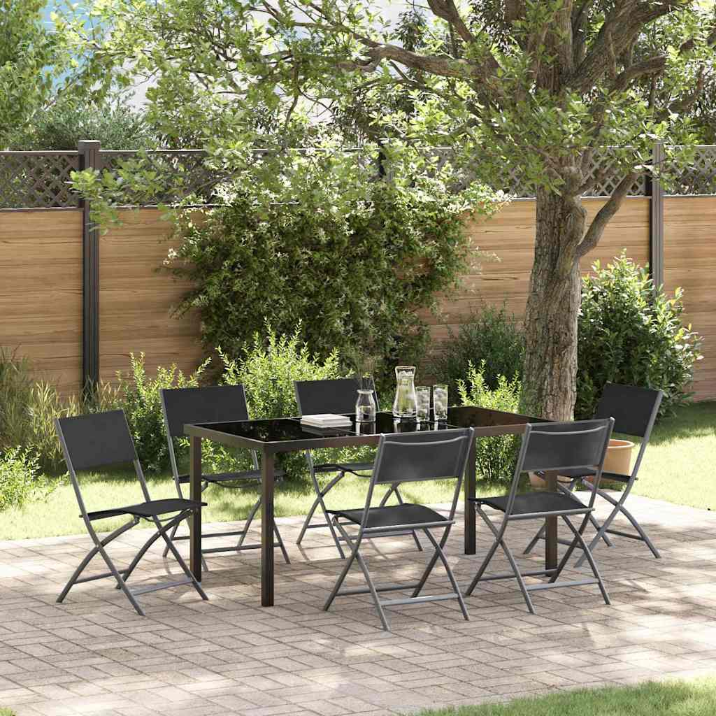 Set da Pranzo per Giardino 7 pcs Nero
