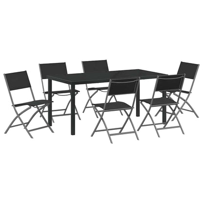 Set da Pranzo per Giardino 7 pcs Nero