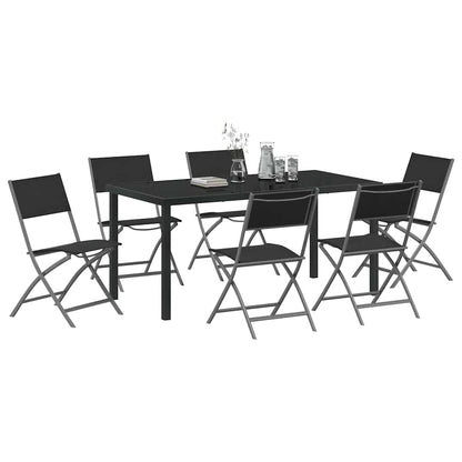 Set da Pranzo per Giardino 7 pcs Nero