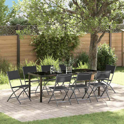 Set da Pranzo per Giardino 9 pcs Nero