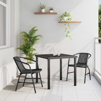 Set da Pranzo per Giardino 3 pcs Nero