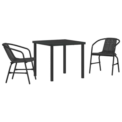 Set da Pranzo per Giardino 3 pcs Nero