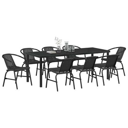 Set da Pranzo per Giardino 9 pcs Nero