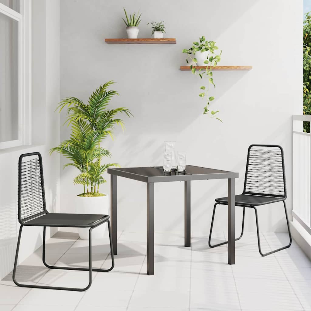 Set da Pranzo per Giardino 3 pcs Nero