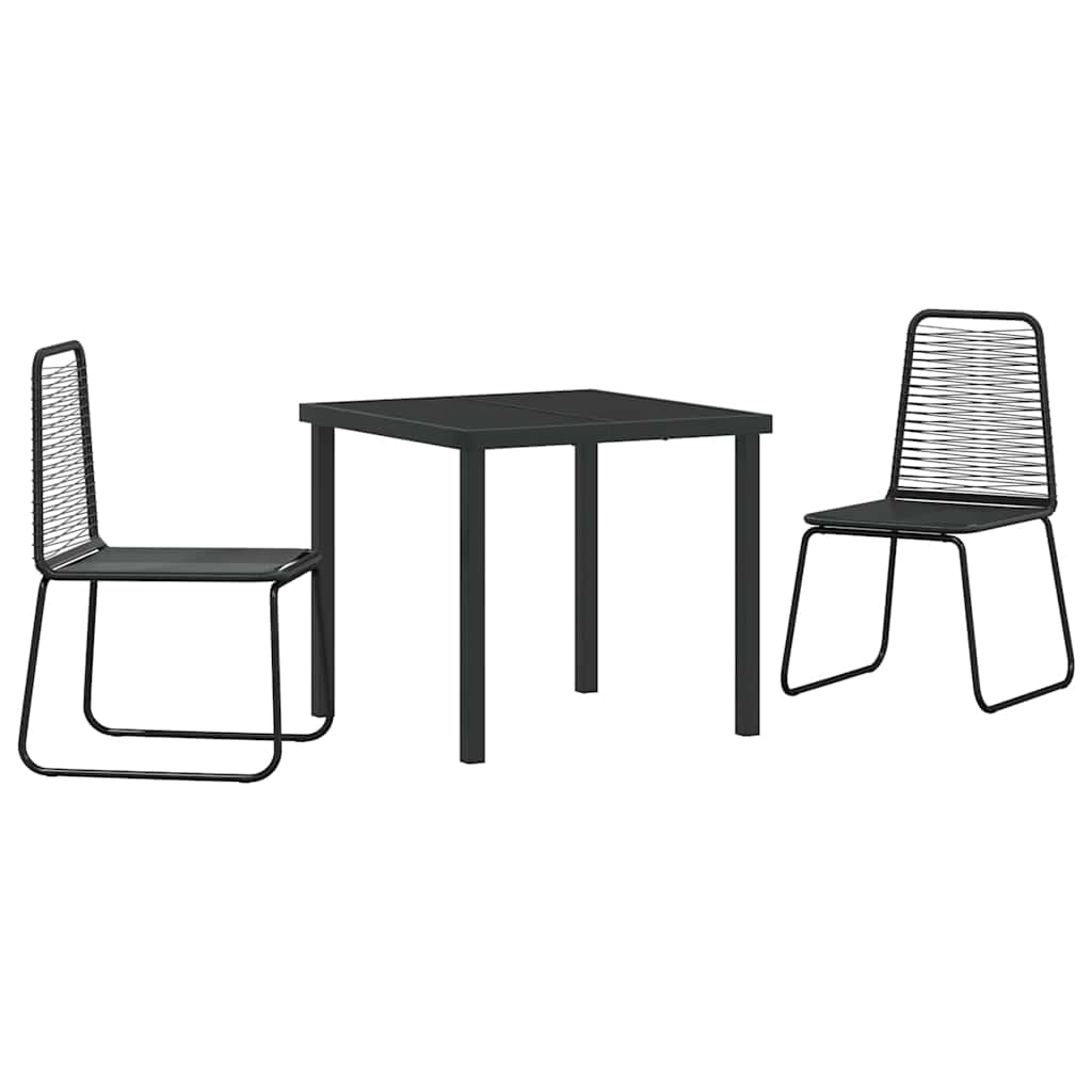 Set da Pranzo per Giardino 3 pcs Nero