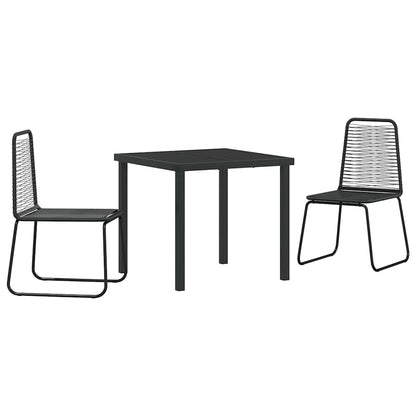 Set da Pranzo per Giardino 3 pcs Nero