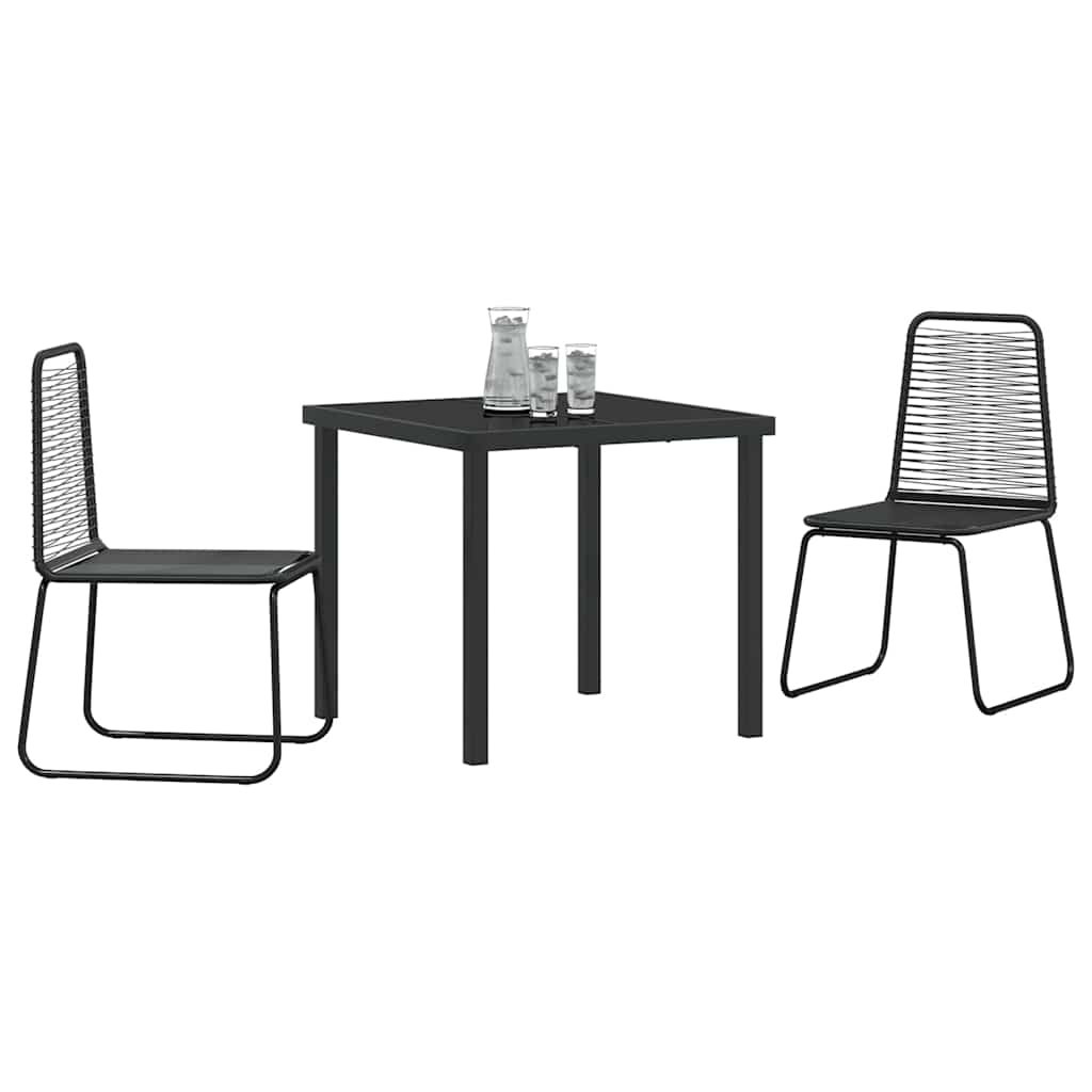 Set da Pranzo per Giardino 3 pcs Nero