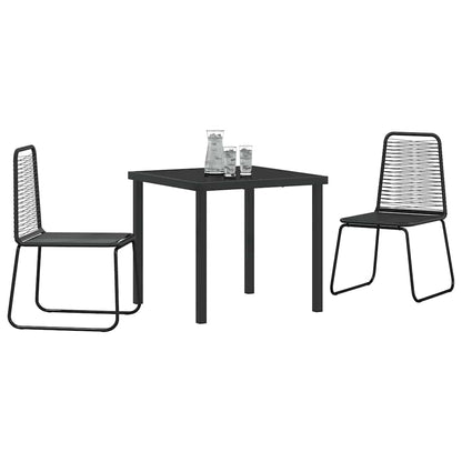 Set da Pranzo per Giardino 3 pcs Nero