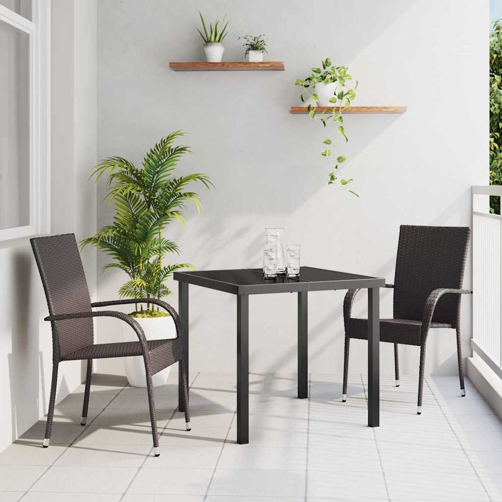 Set da Pranzo per Giardino 3 pcs Marrone