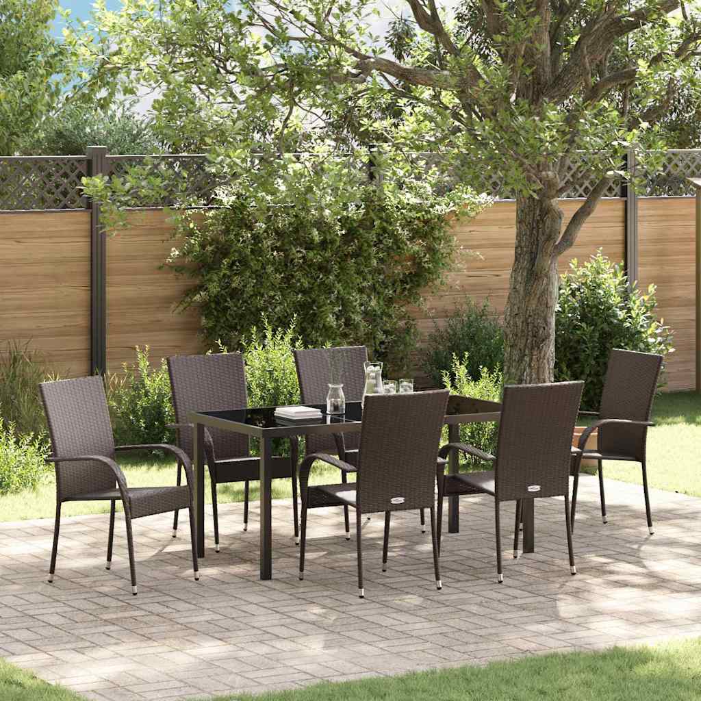 Set da Pranzo per Giardino 7 pcs Marrone