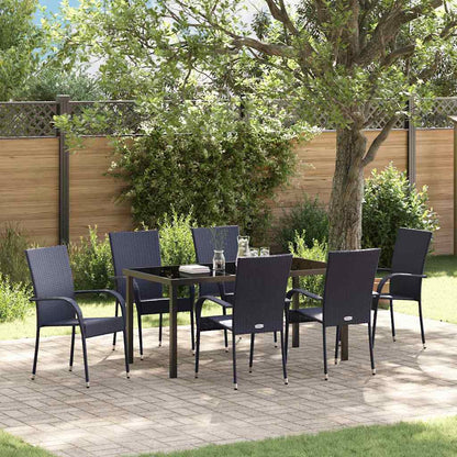 Set da Pranzo per Giardino 7 pcs Nero