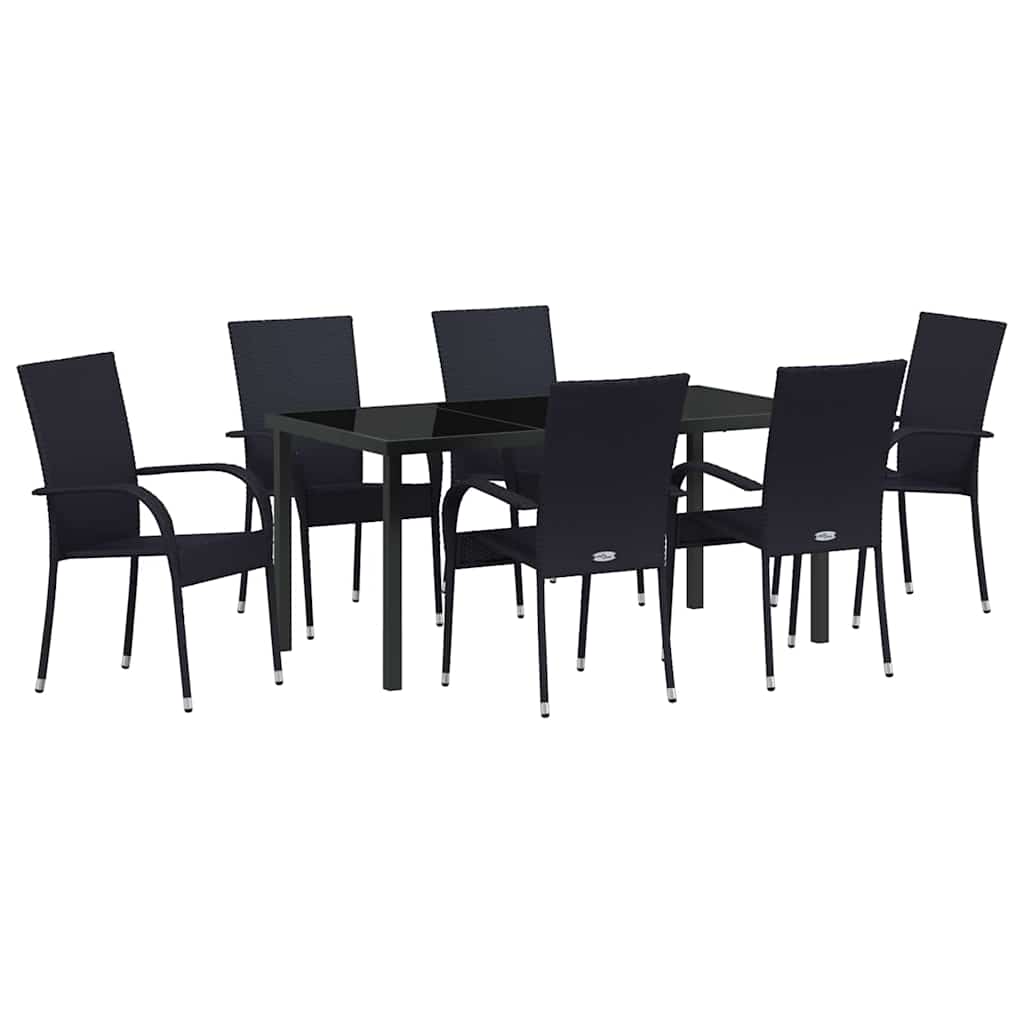 Set da Pranzo per Giardino 7 pcs Nero