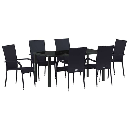 Set da Pranzo per Giardino 7 pcs Nero