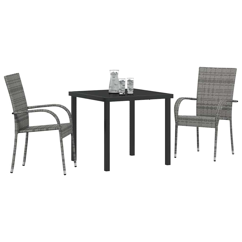 Set da Pranzo per Giardino 3 pcs Grigio