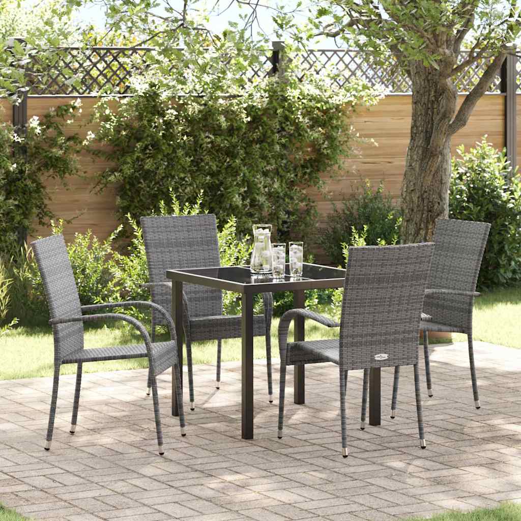 Set da Pranzo per Giardino 5 pcs Grigio