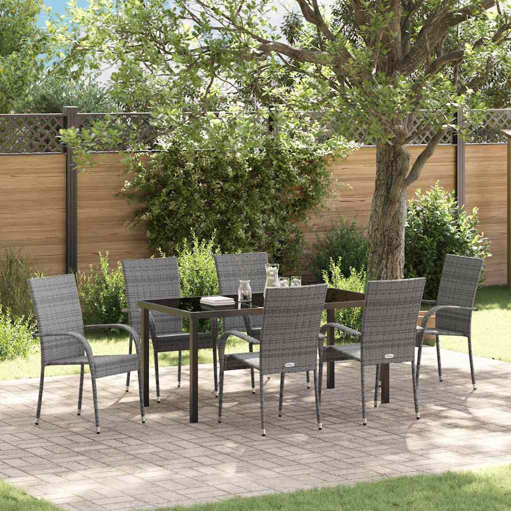 Set da Pranzo per Giardino 7 pcs Grigio