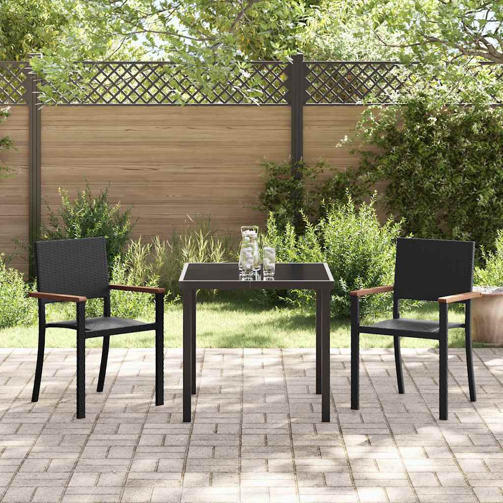 Set da Pranzo per Giardino 3 pcs Nero