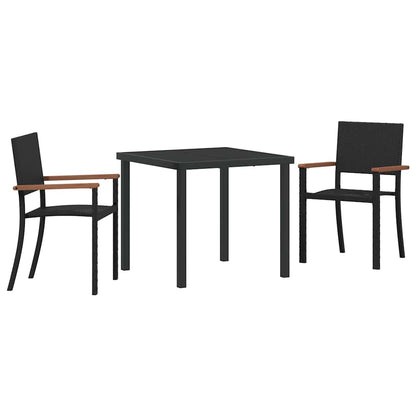 Set da Pranzo per Giardino 3 pcs Nero