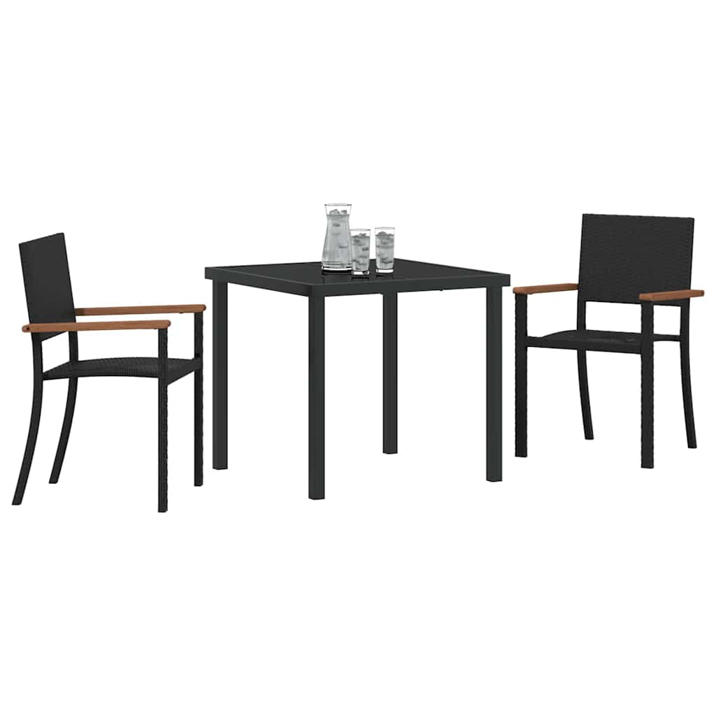 Set da Pranzo per Giardino 3 pcs Nero