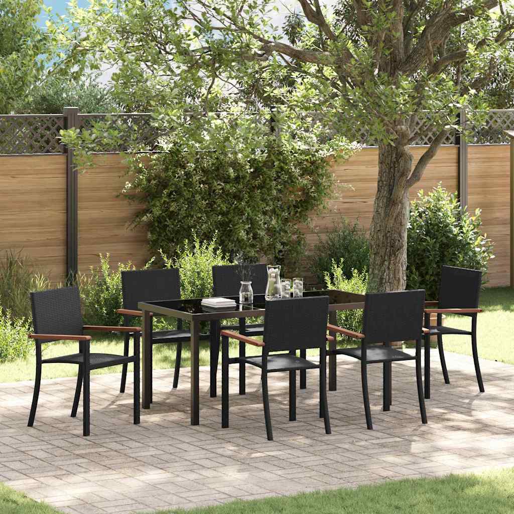 Set da Pranzo per Giardino 7 pcs Nero
