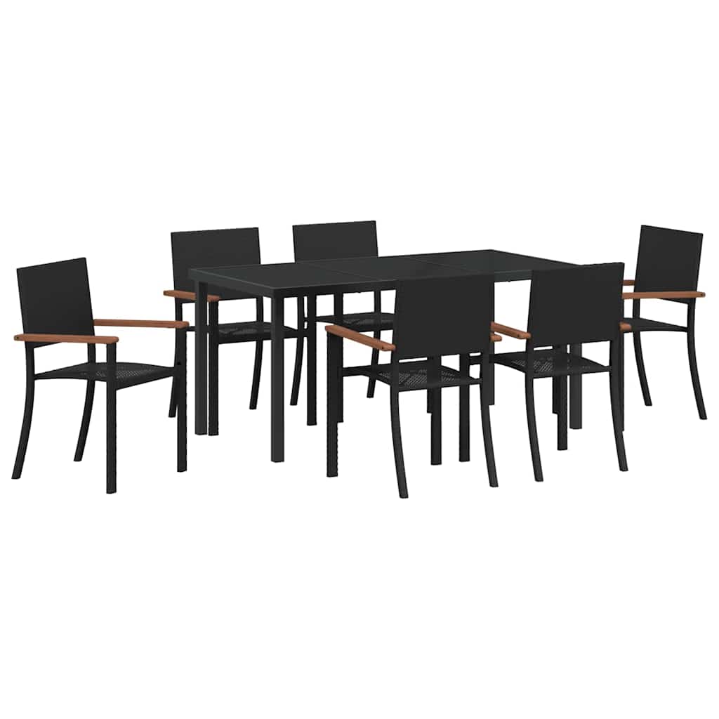 Set da Pranzo per Giardino 7 pcs Nero