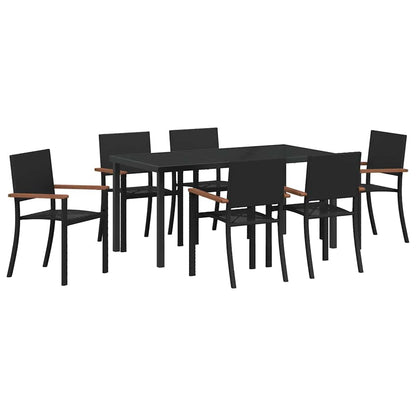 Set da Pranzo per Giardino 7 pcs Nero