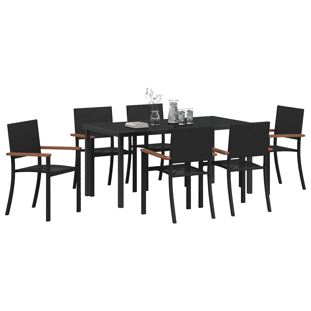 Set da Pranzo per Giardino 7 pcs Nero